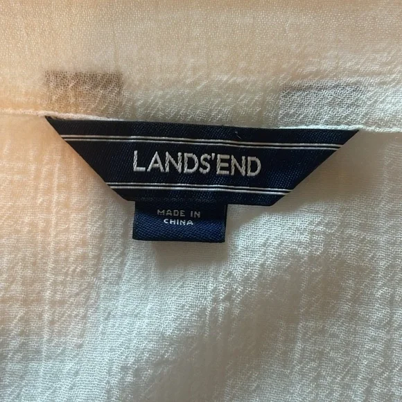 Lands End Embroidered White Gauze Swim Cover - Picture 3 of 7
